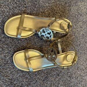 Stylish Gold Tory Burch Sandals
